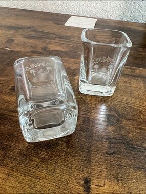 Camo Clear Square Shot Glasses with Etched Logo - Clear Glass Set